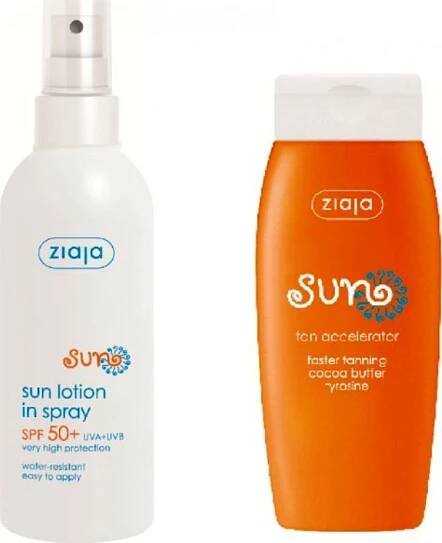 Ziaja Sun voděodolné mléko na opalování ve spreji SPF50 170 ml + Sun aktivátor opalování s tyrosinem 150 ml opalovací sada od 479 Kč