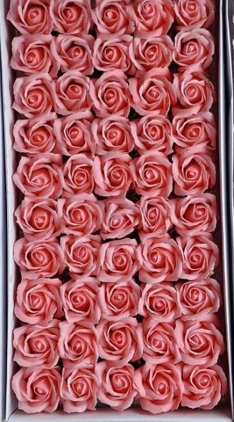 Růže mýdlové květy 50 ks elegantní dekorace svatba Valentýn lososová