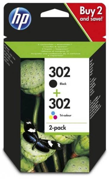Inkoustová náplň HP 302 dvojbalení černé a tříbarevné (X4D37AE)