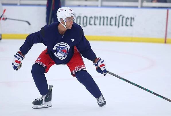 New York Rangers Rookie EJ Emery #74 when the New York Rangers held their training for rookies Tuesday, July 1, 2025 at Madison Square Garden Training Center in Greenburgh, NY.