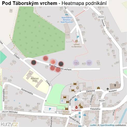 Mapa Pod Táborským vrchem - Firmy v ulici.