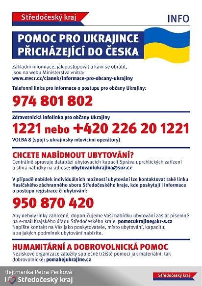 Pomoc pro Ukrajince přicházející do Česka