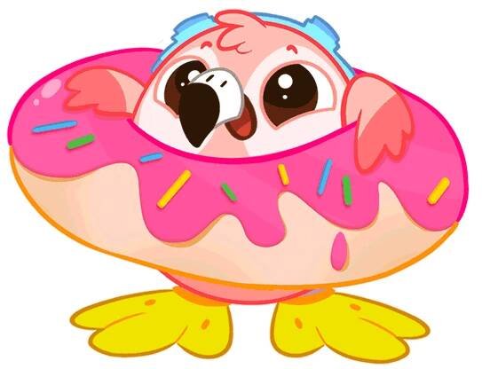 Pohyblivá barevná animace s malou sovičkou v plovoucím kruhu v podobě donutu s potápěčskými brýlemi.