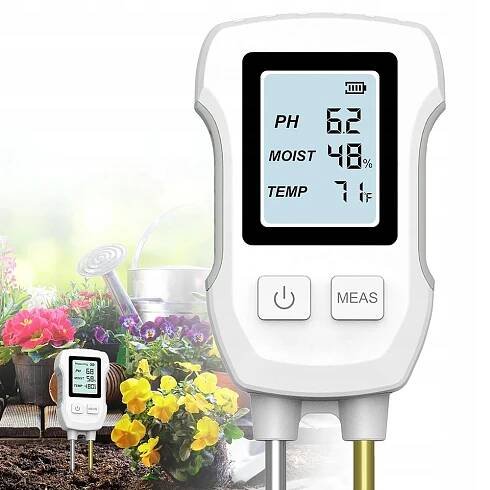 Digitální LCD měřič půdy 3 v 1 PH/Vlhkost/Teplota půdy se str