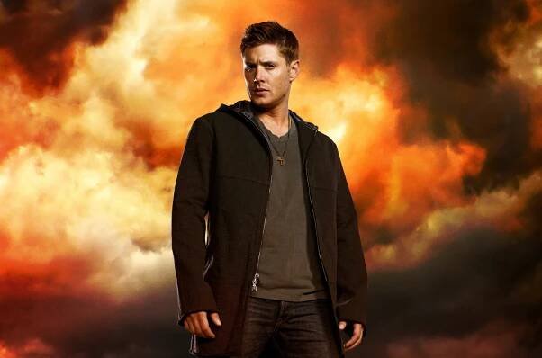front view, cloud - sky, Jensen Ackles, looking away, young adult, 1080P, Supernatural, casual clothing, handsome, Dean Winchester, jacket, warning sign
