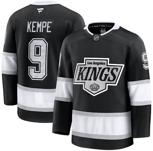 Los Angeles Kings Fanatics Branded Home Premium Jersey - Black - Adrian Kempe - Mens