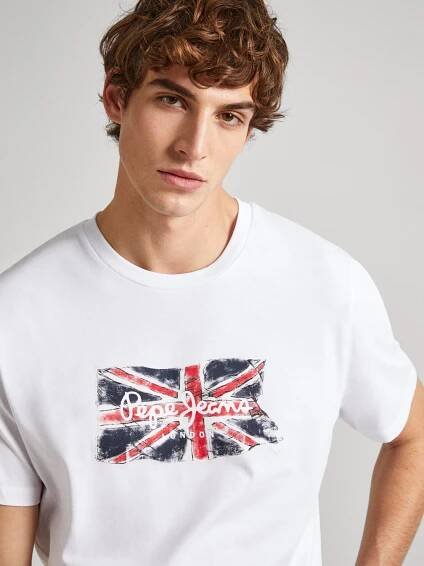 Pepe Jeans Bílé pánské tričko Pepe Jeans