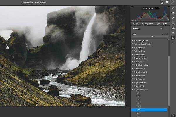 adobe camera raw allows applying presets