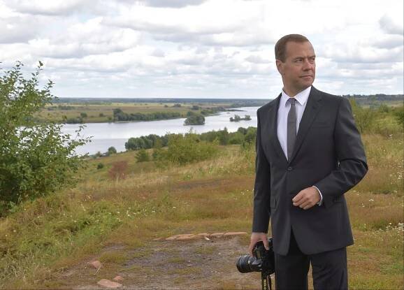 Russian Prime Minister Dmitry Medvedev visits the museum of the famous Russian poet Sergei Yesenin in the village of Konstantinovo, Ryazan region, 200 km (125 miles) southeast of Moscow, Russia,  Tuesday, Sept. 1, 2015. (Alexander Astafyev/RIA-Novosti, Government Pool Photo via AP)
