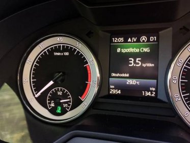 Škoda Octavia Combi 1.5 G-TEC 96 kW DSG - skutečná spotřeba
