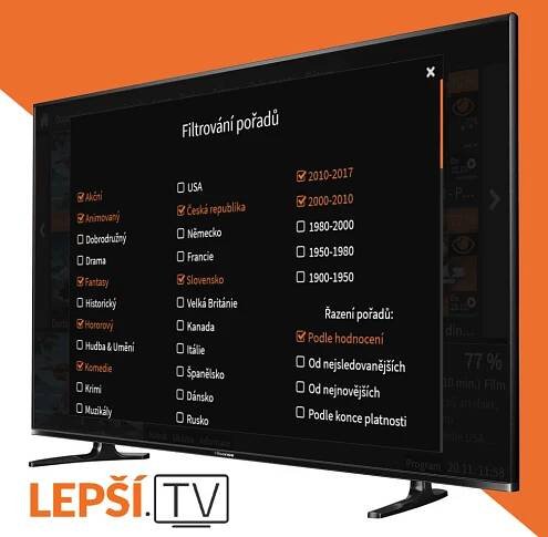 Internetová televize přichází s další novinkou v podobě třídění pořadů: Lepší.TV