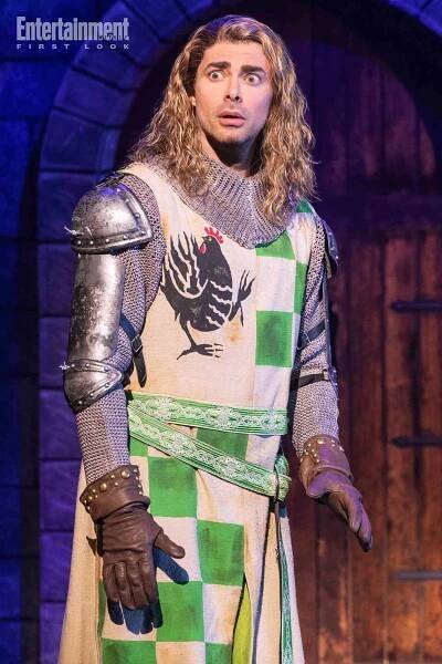 Jonathan Bennett's hair is full of secrets as Sir Robin in Spamalot