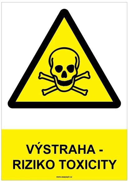 VÝSTRAHA - RIZIKO TOXICITY - bezpečnostní tabulka, samolepka A4 | AAApapir.cz 