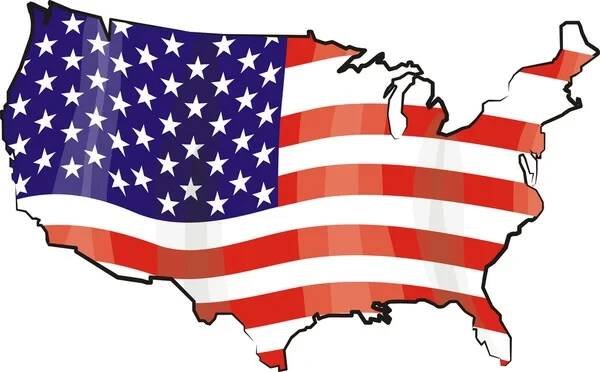 USA - vlajka a mapa — Ilustrace