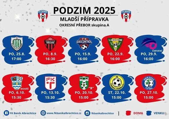 Mladší přípravka - Rozpis - Podzim 2025 - Barevný