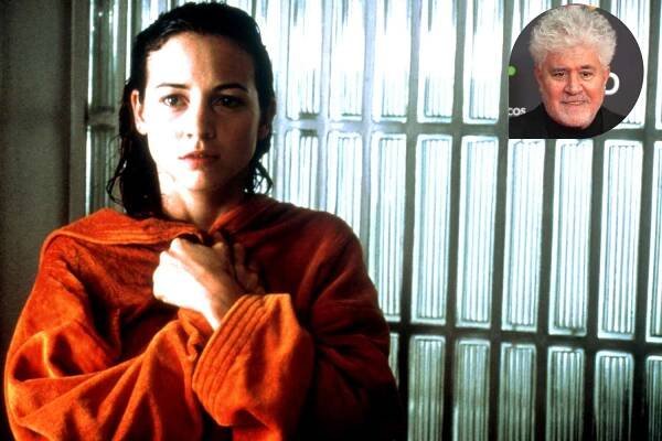Leonor Watling in 'Talk to Her'; inset: Pedro Almodóvar