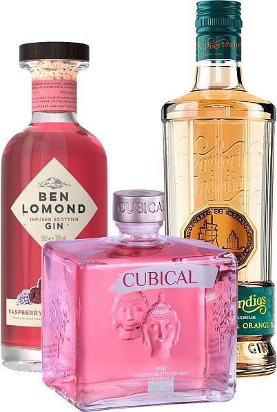 Set Ben Lomond Raspberry & Elderflower Gin + Cubical Kiss + Puerto de Indias Spanish Peach & Orange - Výhodné sady | Svět