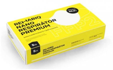 Respirátor Nano Rehabiq Premium FFP2 s účinností 12 hodin, 5 ks (česká výroba)
