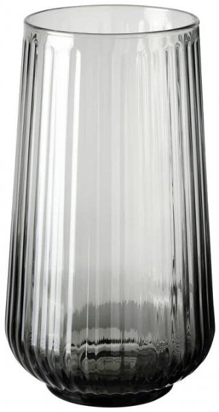 Skleněná váza GRADVIS šedá, válcovitý tvar se svislými drážkami, elegantní a minimalistický design.