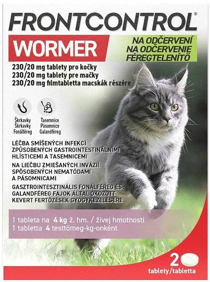 FRONTCONTROL Wormer tablety pro kočky 4 kg 2 tablety
