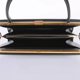 Celine - Clasp Medium Box Calfskin Top Handle Bag Black | www.luxurybags.cz