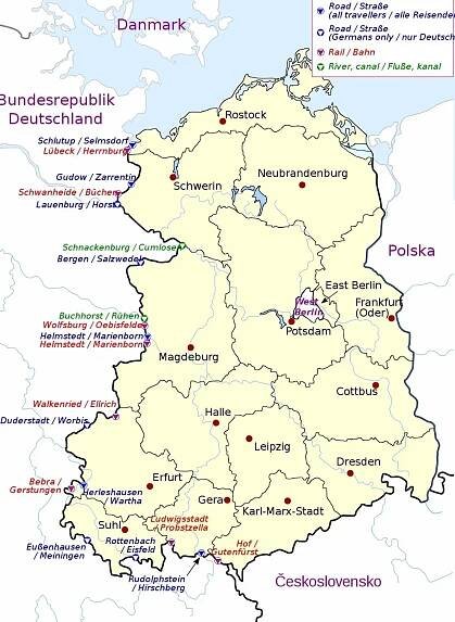 Východní & Západní Německo NDR NSR: Mapa rozdělení