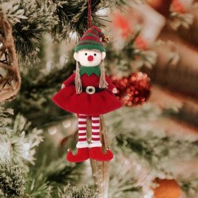 Přívěsek pro panenku vánoční skřítek Přívěsek zvoneček Vánoční dekorace ke stolování červená EAN (GTIN) 0791581656044