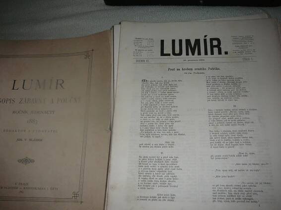 Lumír časopis ročník 1883, J.V Sládek, J. Vrchlický, lumírovci