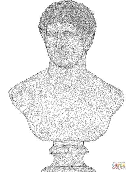 3D drátěný model busty Marcuse Antonia omalovánka | Omalovánky k Vytisknutí Zdarma