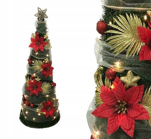 OZDOBENÝ KUŽEĽ VIANOČNÁ OZDOBA UMELÝ VIANOČNÝ STROMČEK LADENÝ 60 cm + LED