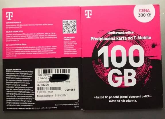 Předplacená karta od T-Mobilu 100GB - Mobily a chytrá elektronika