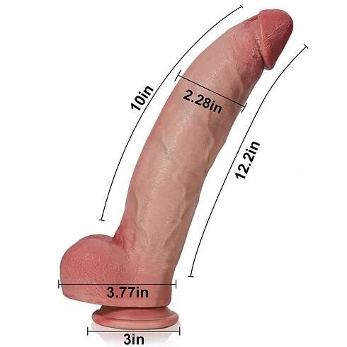 Big Dildo Soft Skin Silicone Dick with keel 12 Inch