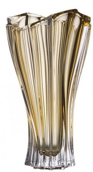 Křišťálová váza Plantica Ambr, žlutá, 32 cm, Aurum Crystal