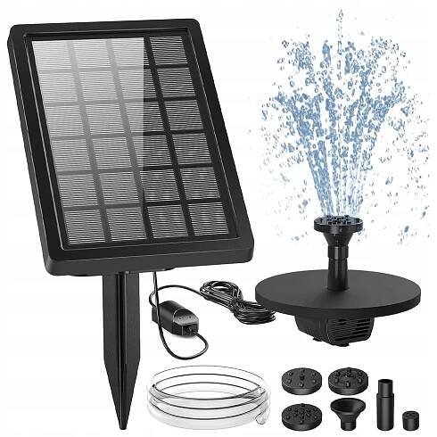 FONTÁNA DO OKA SOLÁRNÍ FONTÁNOVÁ PUMPA SOLÁRNÍ PANEL + 4 TRYSKY 5 W