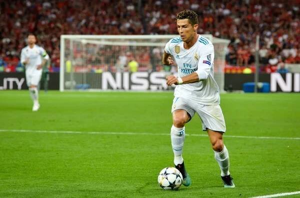 Kyjev, Ukrajina - 26. května 2018: Cristiano Ronaldo během 2018 finále Ligy mistrů Uefa zápas mezi Real Madrid a Liverpool v Kyjevě na Nsc Olimpijskyj stadium, Ukrajina — Stock obrázek