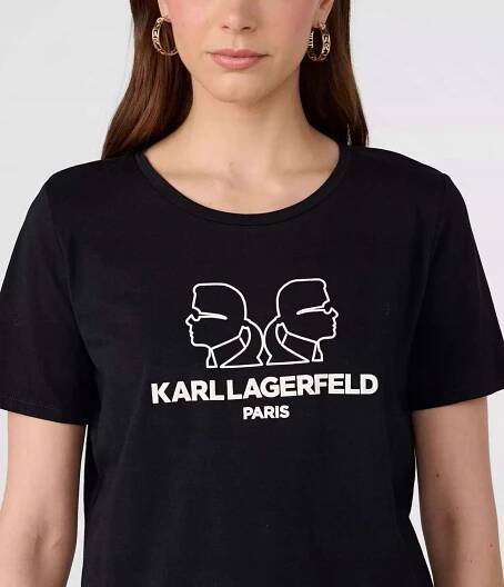 KARL LAGERFELD dámské tričko DOUBLE černé S Velikost S