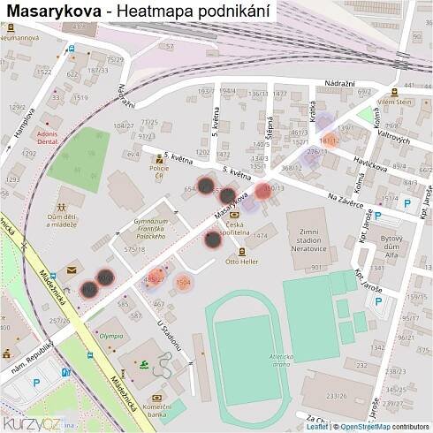 Mapa Masarykova - Firmy v ulici.
