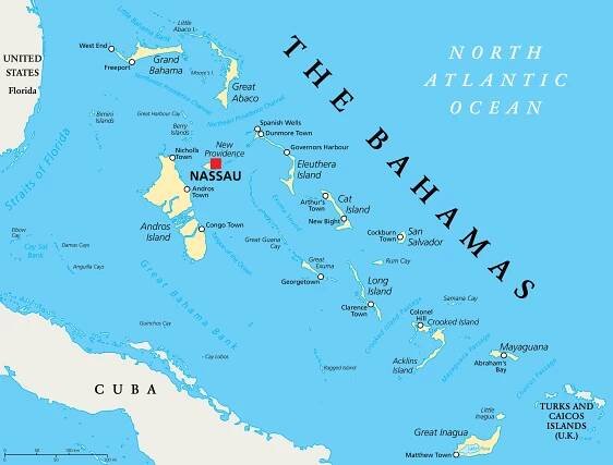 Politická mapa Bahamy — Ilustrace