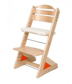 Jitro Dětská rostoucí židle Plus Buk Oranžový klín + lněný