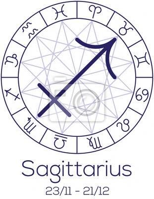 Nálepka Znamení - Střelec. Astrologické symbol v kole.