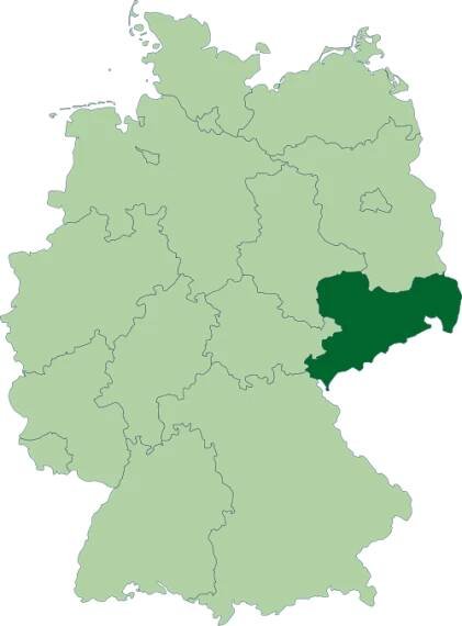Poloha spolkovej krajiny Sasko v Nemecku (klikacia mapa)