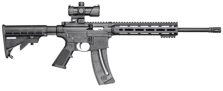 S&W M&P15-22 Sport OR 25 Rounds 22 Long Rifle Semi Auto Rifle - Blue/Black, 16.5" Barrel, 25 Rounds, Synthetic, 6-Position Stock