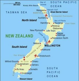 Map of New Zealand airports