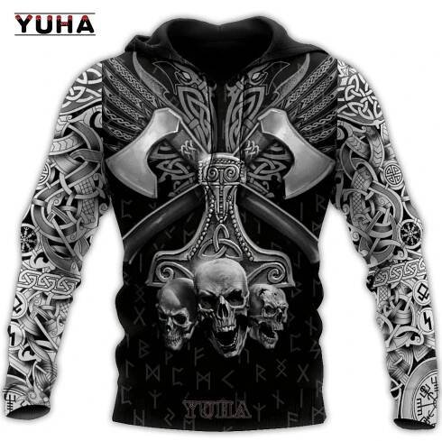 Pánské mikiny 3D tisk Vikingové Classic Wolf Pánské mikiny Bunda Jaro Podzim Móda Pulovry Hip Hop Punk Oversized Clo