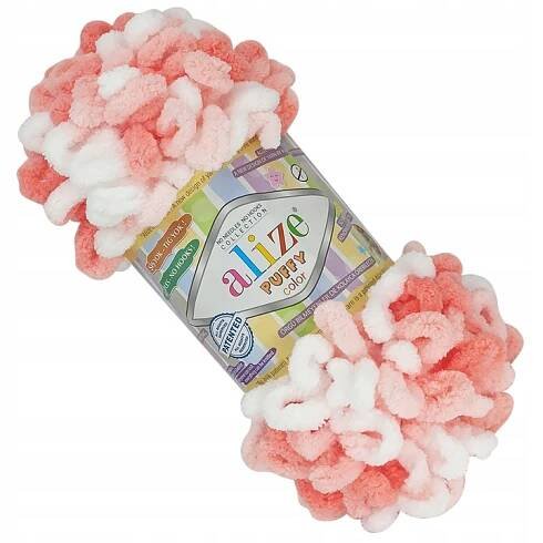 Vlna Alize Puffy COLOR 100 g plyšová na deky 5922 KORÁLOVÁ
