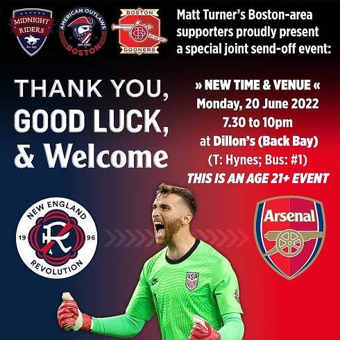 Matt Turner event (20 June) moved to Dillon's