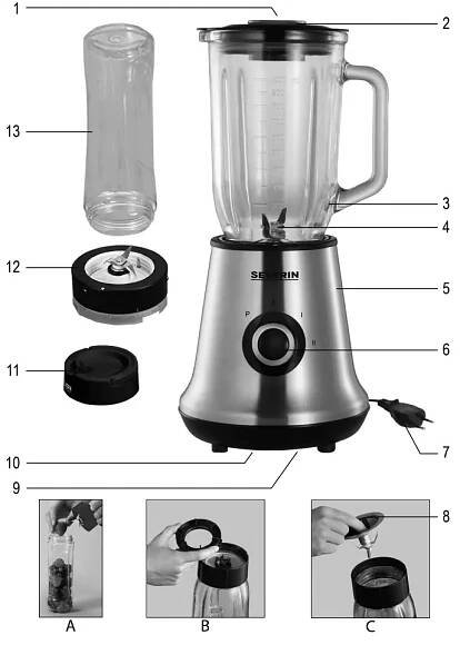 SEVERIN SM 3737 Multi Blender Smoothie Mix and Go - obr