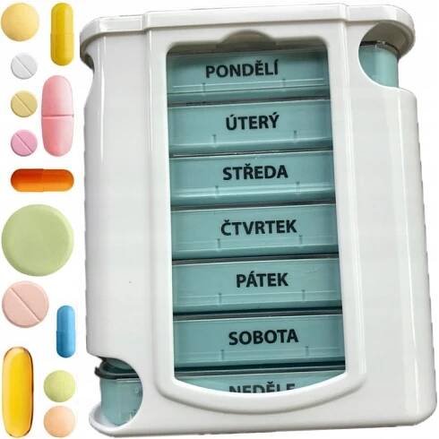 ZÁSOBNÍK ORGANIZÉR NA LÉKY PILULKY OLDMAN SCHRÁNKA 7 dní 4 póry