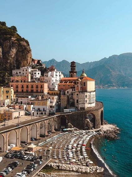 Atrani, Italy-overlook of the Atrani town of Italys Amalfi Coast