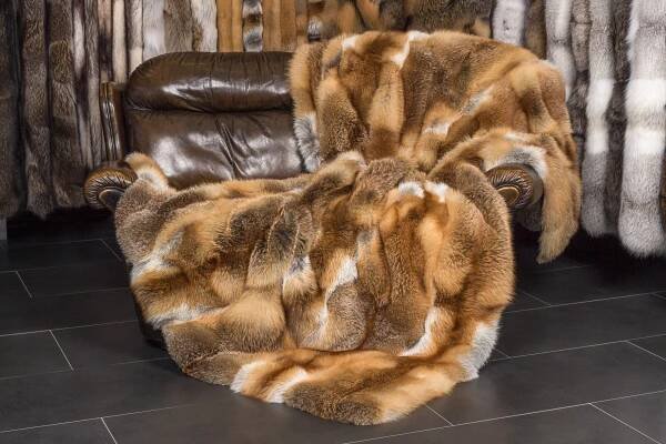 Genuine European Red Fox Fur Blanket "Davos"